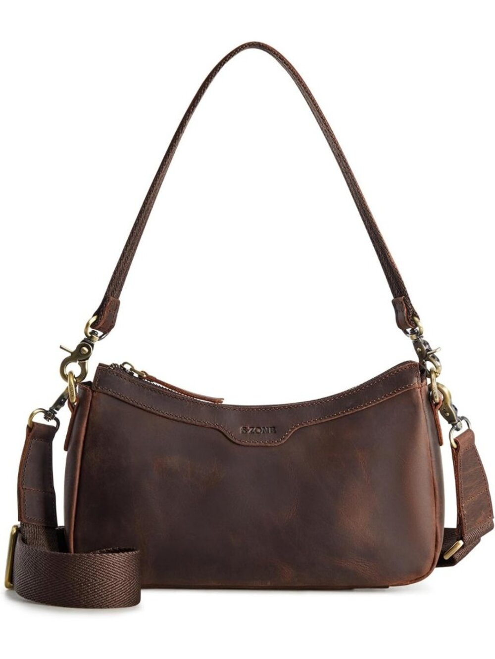 Stylish Small Leather Crossbody Hobo Bag for Women - Versatile 2-Strap Design